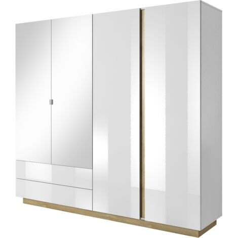 Armoire, blanc + blanc brillant + chêne Grandson, 220 x 202,4 x 54 cm (1/5)