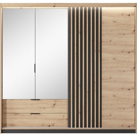 Armoire, chêne artisanal et anthracite, 220 x 210,4 x 60 cm (1/5)
