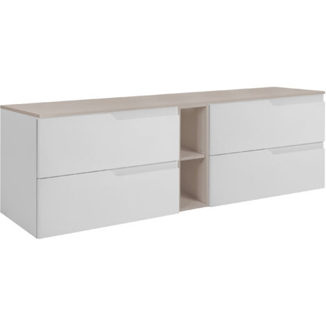 Ensemble de meubles de salle de bain sous vasque, blanc / cachemire, 180 (2 x 80 + 20) x 46 x 58 cm (1/5)