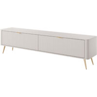 Meuble TV : 2 portes, meuble : Cachemire, pieds dorés, 200 × 51,2 × 38cm