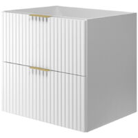 Meuble vasque, Blanc, 60 × 57 × 46 cm, poignée dorée, sans plan de travail