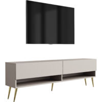 Meuble TV 170 cm Cachemire, pieds obliques dorés, 170 × 32 × 52 cm