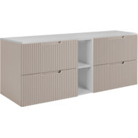 Meuble de salle de bains, cachemire / blanc, 140 (2 x 60 + 20) x 58,6 x 46 cm