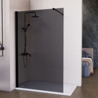 Mampara de ducha fija 80 cm ahumada negro mate antical 8mm 200 cm alto