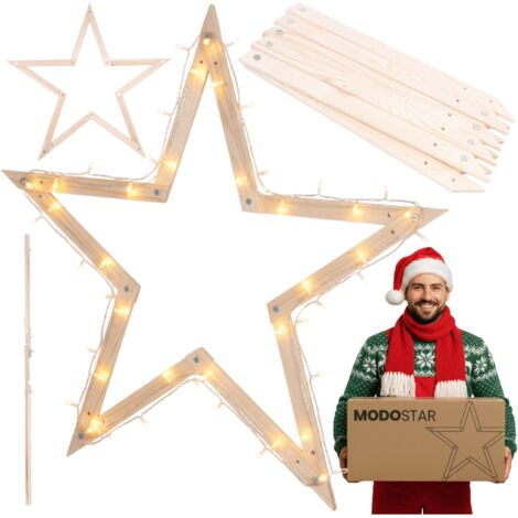 MODO24 MODOSTAR Étoile Noël 2D DIY FSC 114cm Naturel. (1/5)