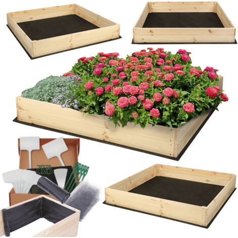 MODO24 Carré potager ZP06 surélevé en bois de pin massif pour jardin et terrasse, 18x120x117 cm, naturel