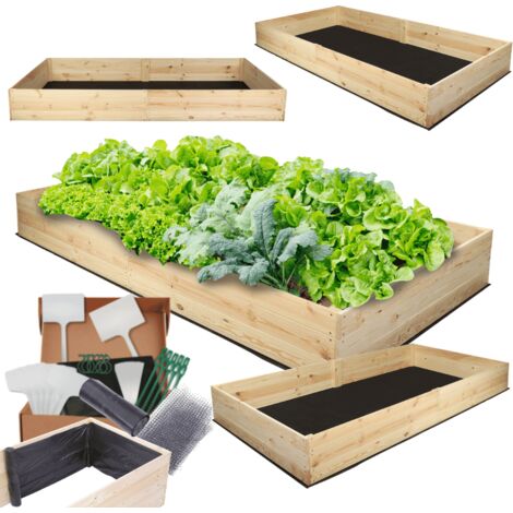 MODO24 Carré potager ZP06 surélevé en bois de pin massif pour jardin et terrasse, 27x163x100 cm, naturel