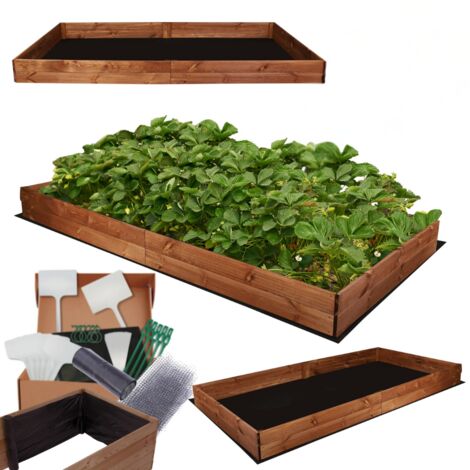 MODO24 Carré potager ZP06 surélevé en bois de pin massif pour jardin et terrasse, 18x163x117 cm, brun imprégné