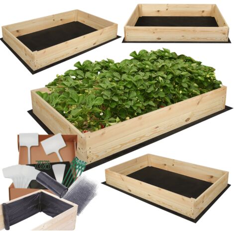 MODO24 Carré potager ZP06 surélevé en bois de pin massif pour jardin et terrasse, 18x103x80 cm, naturel