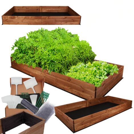 MODO24 Carré potager ZP06 surélevé en bois de pin massif pour jardin et terrasse, 27x203x90 cm, brun imprégné