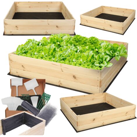 MODO24 Carré potager ZP06 surélevé en bois de pin massif pour jardin et terrasse, 27x103x100 cm, naturel