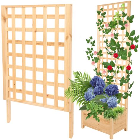MODO24 Rehausse pergola bois de pin pour jardinière, module extension treillis extérieur plantes grimpantes, 94x60 cm, naturel
