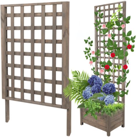 MODO24 Rehausse pergola bois de pin pour jardinière, module extension treillis extérieur plantes grimpantes, 94x60 cm, gris