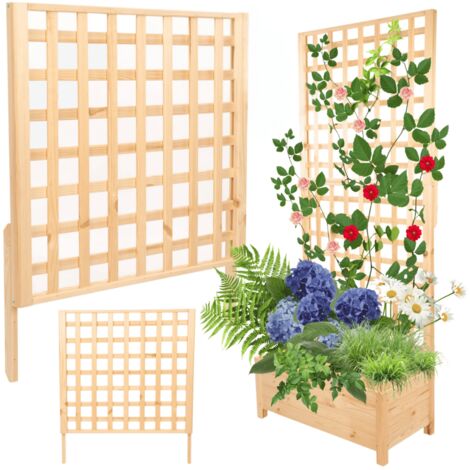 MODO24 Rehausse pergola bois de pin pour jardinière, module extension treillis extérieur plantes grimpantes, 94x80 cm, naturel