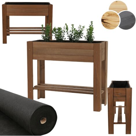 MODO24 Carré potager sur pieds bois de pin, bac potager/jardinière sur pied, balcon/terrasse/jardin, HxLxP 70x80x34cm, brun imprégné (1/5)