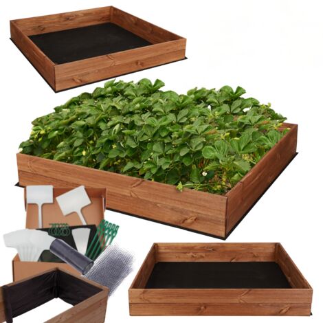 MODO24 Carré potager ZP06 surélevé en bois de pin massif pour jardin et terrasse, 18x93×80 cm, brun imprégné