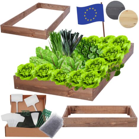 MODO24 ZP09 Carré potager surélevé en escalier modulable, bois de pin, herbes/légumes, jardin/terrasse/balcon, 9x60x60 cm, marron