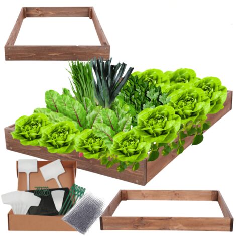 MODO24 ZP09 Carré potager surélevé en escalier modulable, bois de pin, herbes/légumes, jardin/terrasse/balcon, 9x90x60 cm, marron (1/5)