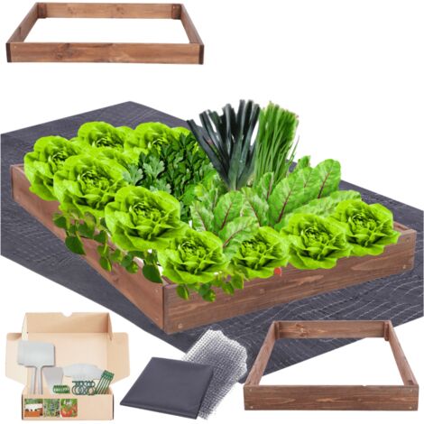 MODO24 ZP09 Carré potager surélevé en escalier modulable, bois de pin, herbes/légumes, jardin/terrasse/balcon, 9x90x120 cm, marron