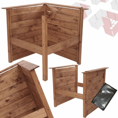 MODO24 ZOB Module additionnel bac potager, carré potager surélevé modulable hauteur 75 cm, bois FSC, 75x79x79 cm, marron imprégné
