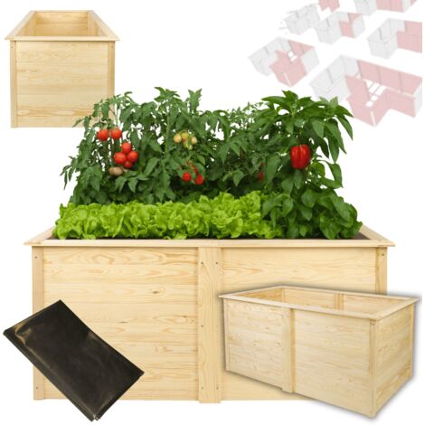 MODO24 ZOB Carré potager surélevé modulable, bac potager hauteur 75 cm, module de base, bois FSC, 75x149x79 cm, naturel