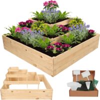 MODO24 Potager surélevé bois ZP08 54x119x119 cm, jardinière balcon/terrasse pour herbes, légumes, kit jardinier inclus, naturel
