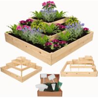 MODO24 Potager surélevé bois ZP08 45x119x119 cm, jardinière balcon/terrasse pour herbes, légumes, kit jardinier inclus, naturel