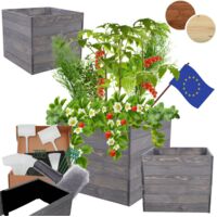 MODO24 Carré potager ZP06 surélevé en bois de pin massif pour jardin et terrasse, 54x93×60 cm, gris imprégné