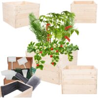 MODO24 Carré potager ZP06 surélevé en bois de pin massif pour jardin et terrasse, 45x63×60 cm, naturel