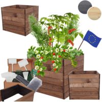 MODO24 Carré potager ZP06 surélevé en bois de pin massif pour jardin et terrasse, 54x93×90 cm, brun imprégné