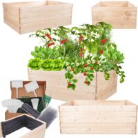 MODO24 Carré potager ZP06 surélevé en bois de pin massif pour jardin et terrasse, 45x120x90 cm, naturel