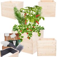 MODO24 Carré potager ZP06 surélevé en bois de pin massif pour jardin et terrasse, 54x83×80 cm, naturel