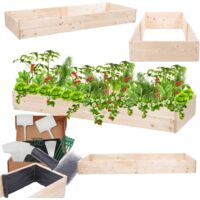 MODO24 Carré potager ZP06 surélevé en bois de pin massif pour jardin et terrasse, 18x163x80 cm, naturel