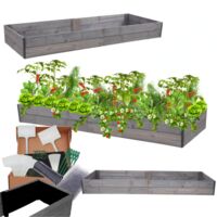 MODO24 Carré potager ZP06 surélevé en bois de pin massif pour jardin et terrasse, 18x163x90 cm, gris imprégné