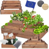 MODO24 ZP09 Carré potager surélevé en escalier modulable, bois de pin, herbes/légumes, jardin/terrasse/balcon, 45x117x60 cm, marron