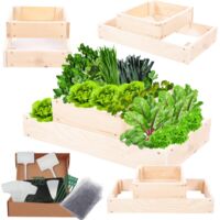 MODO24 ZP09 Carré potager surélevé en escalier modulable, bois de pin, herbes/légumes, jardin/terrasse/balcon, 18x60x30 cm, naturel