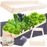 MODO24 ZP09 Carré potager surélevé en escalier modulable, bois de pin, herbes/légumes, jardin/terrasse/balcon, 9x30x120 cm, naturel