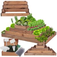 MODO24 ZP09 Carré potager surélevé en escalier modulable, bois de pin, herbes/légumes, jardin/terrasse/balcon, 36x117x80 cm, marron
