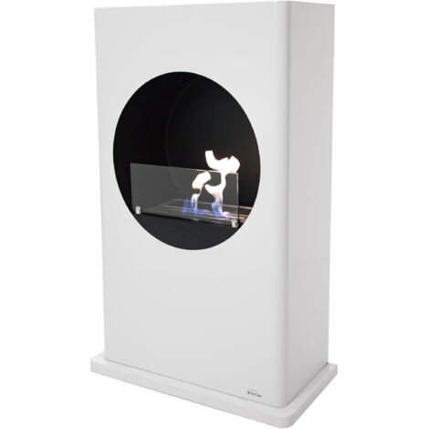 Purline – Chimenea de bioetanol de suelo en acero lacado blanco – Potencia 2.5KW – Depósito 1.5L – Diseño rectangular moderno (1/5)