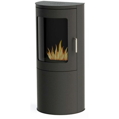 Estufa de etanol en acero puerta de cristal templado Negro