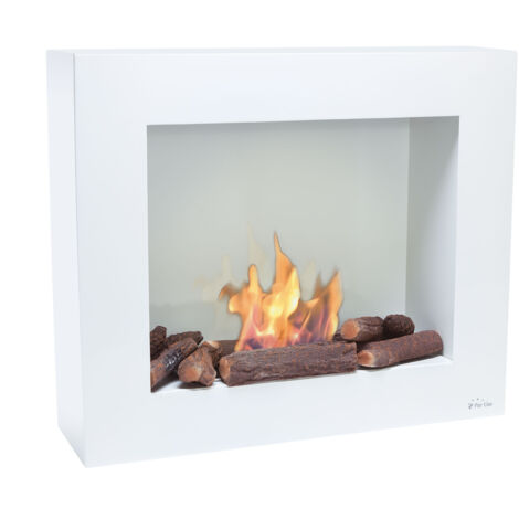 Chimenea de etanol en blanco con kit de leños