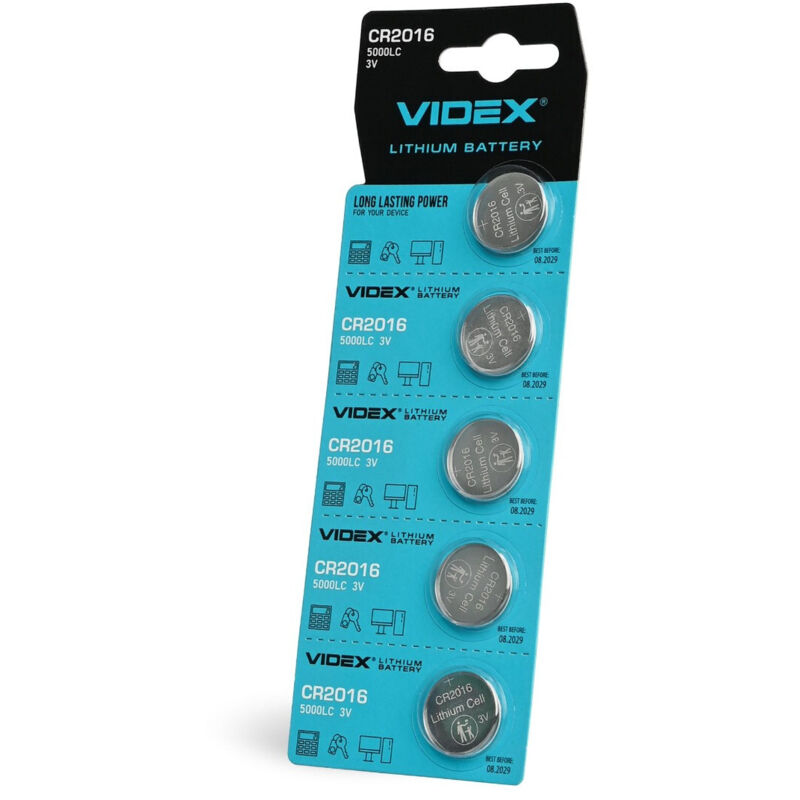 Lot de 5 piles lithiumion puissantes et durables Videx CR CR2016 3 V — free download