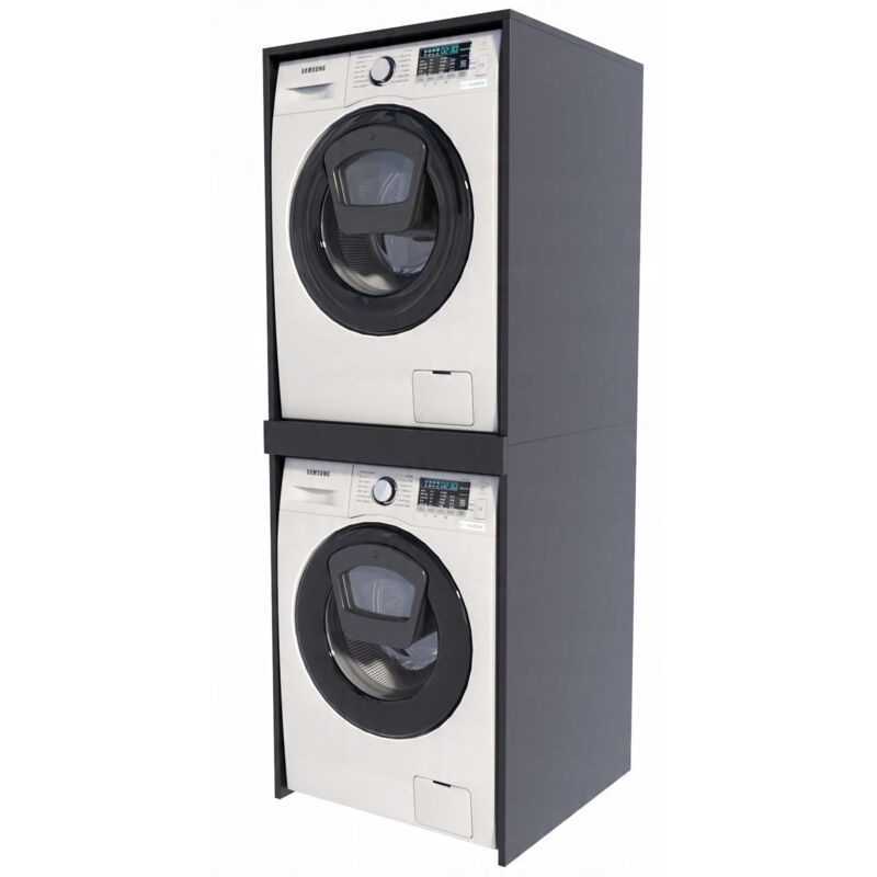 En.casa Étagère Salle De Bain Au-dessus Lave-Linge - Meuble Rangement 160x66x34 Cm Noir Marbre, Idéal Toilettes Et Machine à Laver