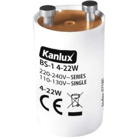 Starter fluorescent BS-1 - 4-22W - Plastique blanc - Ø20,5mm - Kanlux (1/2)