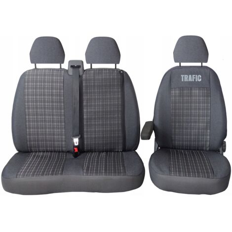 Housses De Siège Auto Universelles 2+1 – Tissu Polyester Rouge/noir Résistant à L’eau – Pour Renault Master, Trafic, Ford Transit Et Autres