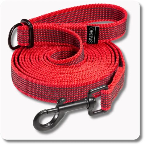 Laisse antidérapante réglable ROUGE - 10 m, 86 mm TWISTLOCK - chien 15-80 kg (1/5)