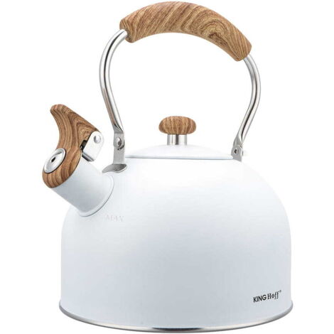 Bouilloire à gaz en acier 2,5 L induction, blanc mat KINGHOFF KH-1860