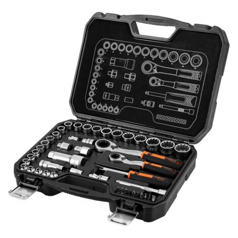 Jeu de douilles traversantes 1/4" + 3/8", 46 pièces.