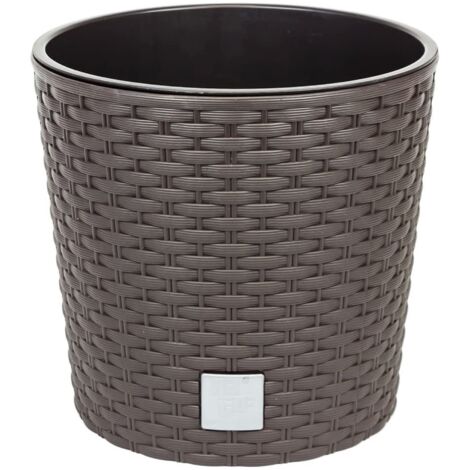 PROSPERPLAST Rato Pot rond mocca 8,7 litres avec pot à planter Ø 25 x 22,4 cm (1/4)