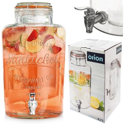 Bocal en verre avec robinet pour boissons, eau, limonade, 6,7 L ORION 143778 (1/5)